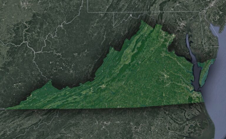 Satellite Map of Virginia