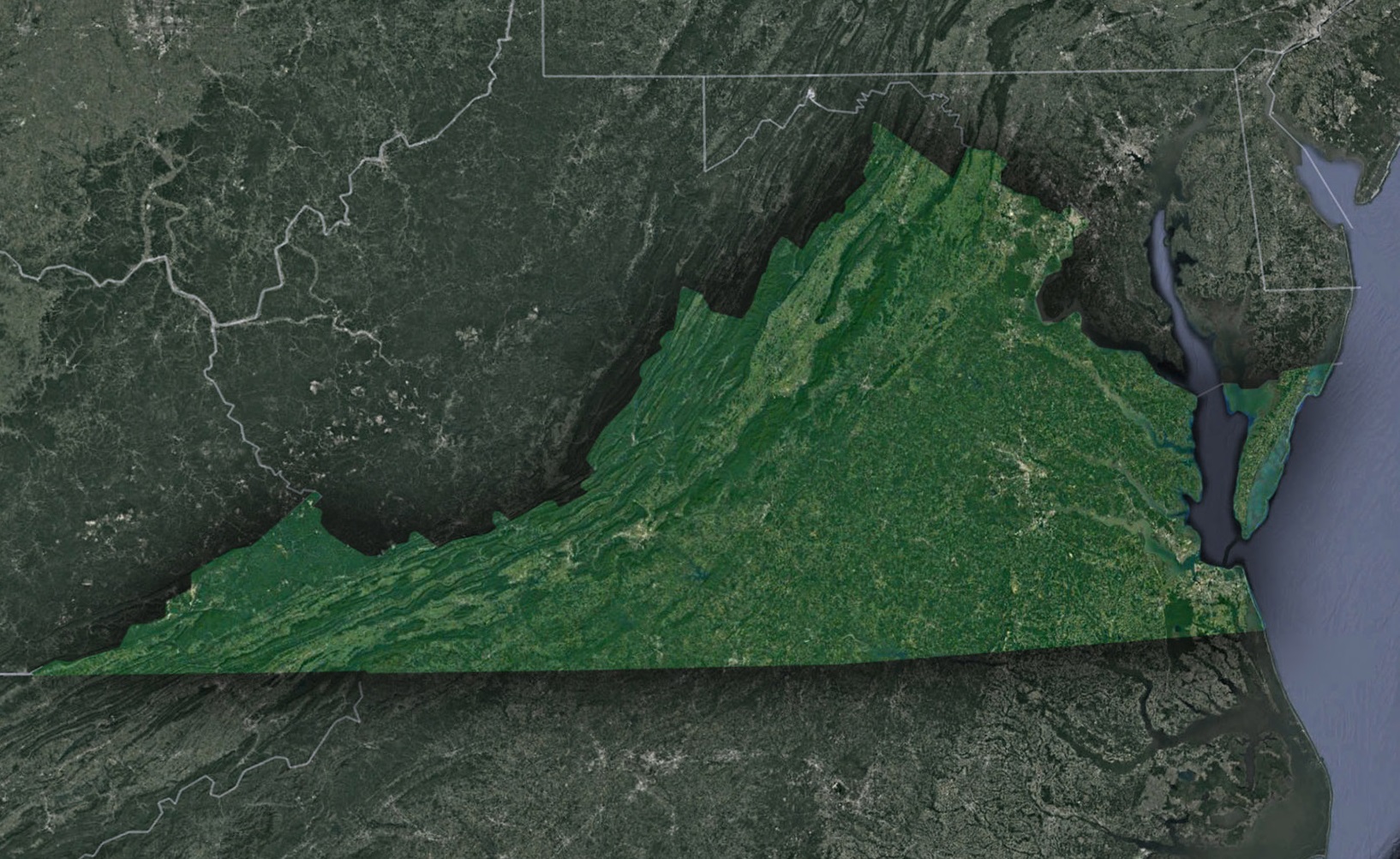 Satellite Map of Virginia