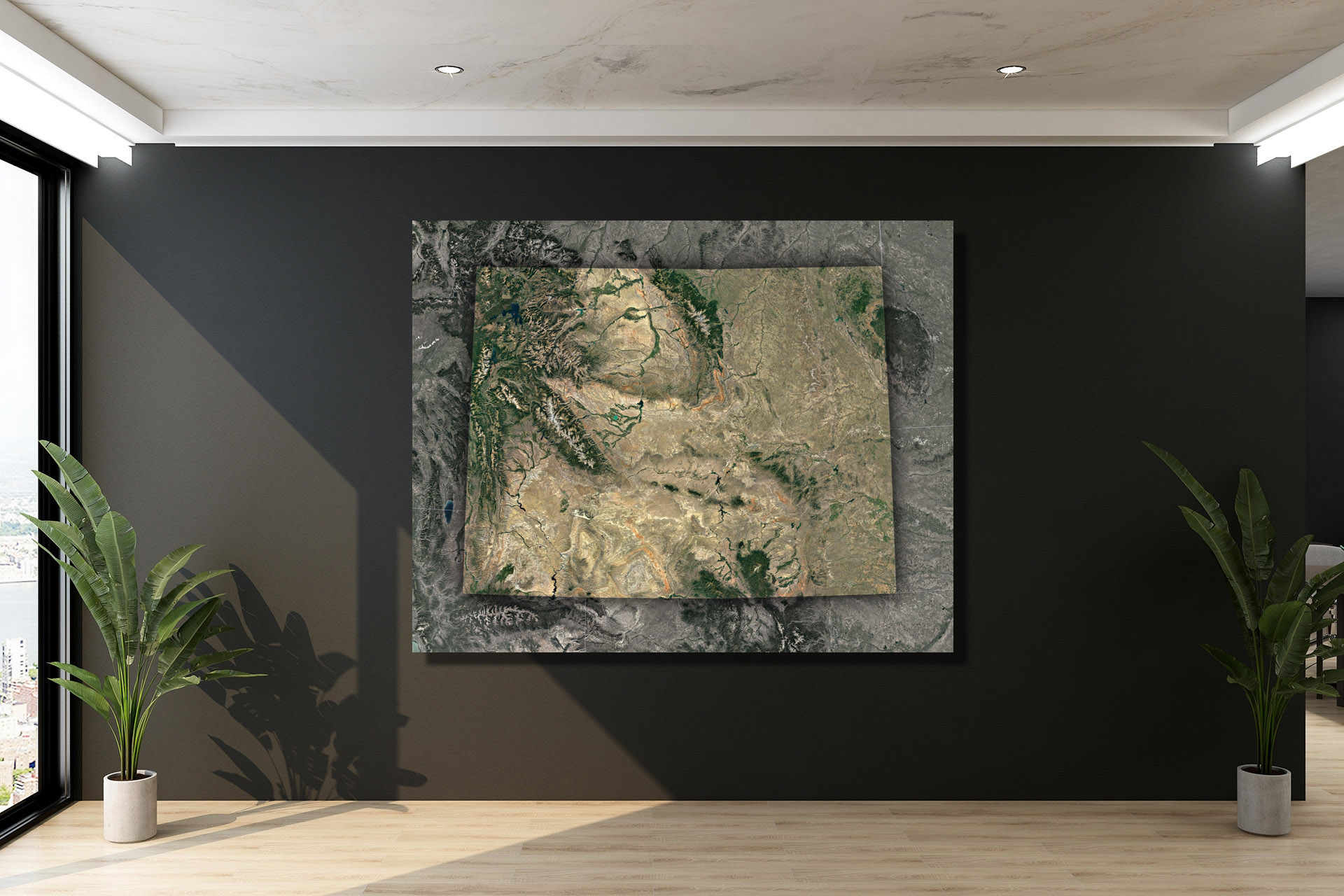 Satellite Wall Map of Wyoming