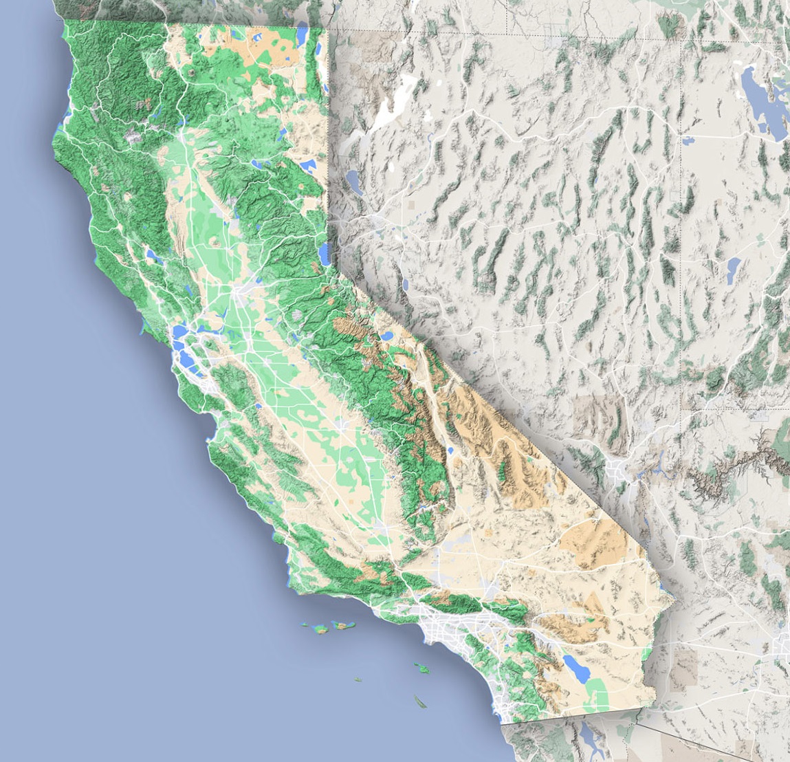 Terrain Map of California