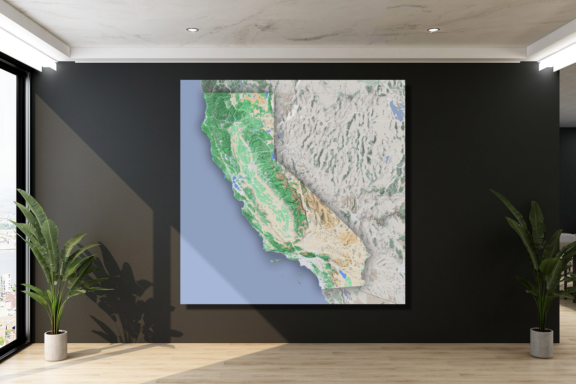 Terrain Wall Map of California