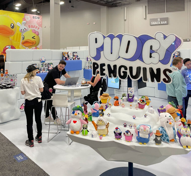 Pudgy Penguins Trade Show 3D Ice Wall and Product shelving Display