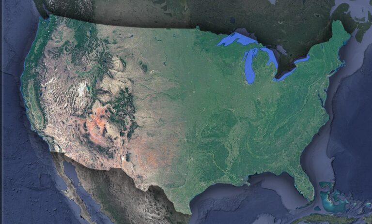 Satellite Map of USA - Contiguous 48