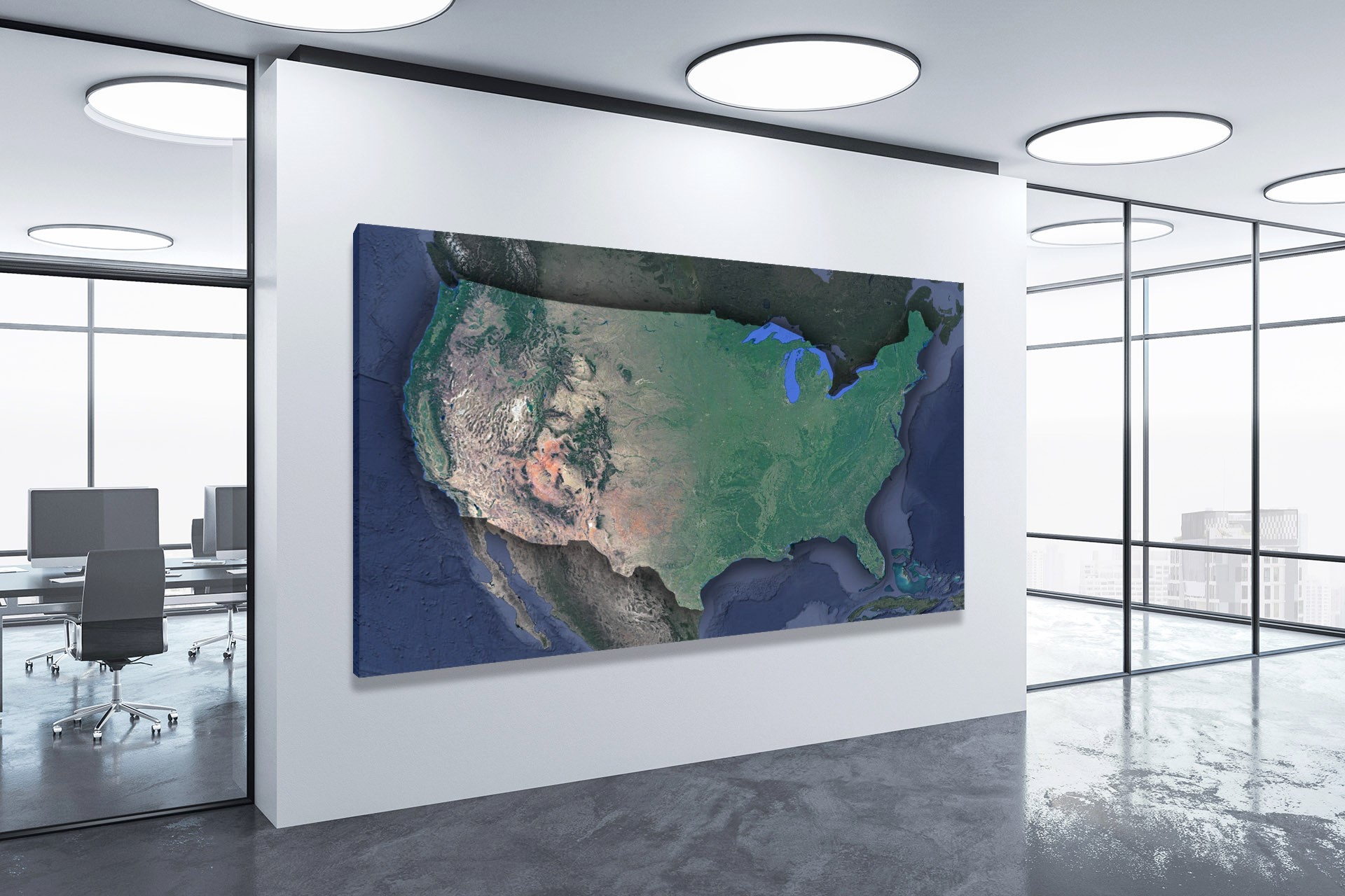 Satellite Wall Map of USA - Contiguous 48