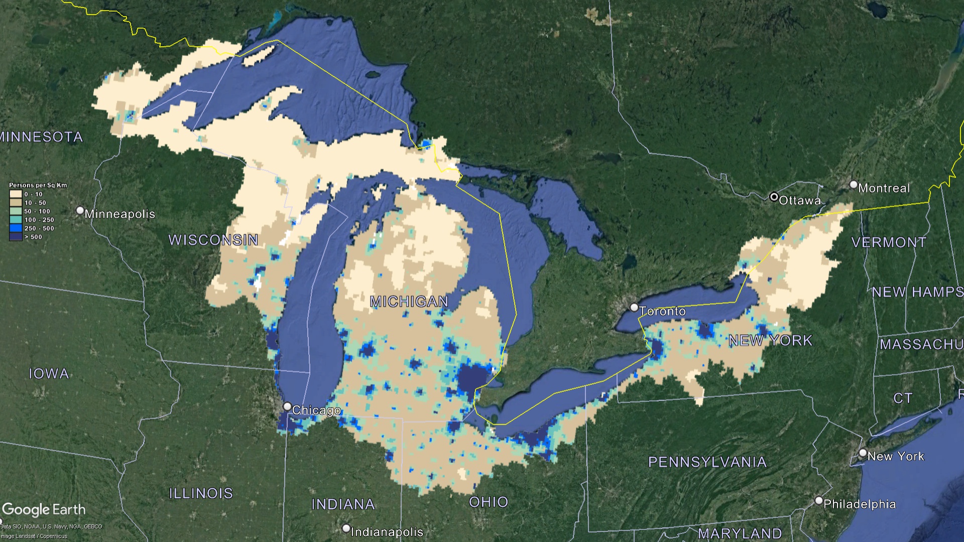 Great Lakes Watershed Population