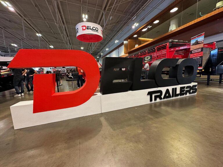 Delco Trailers Trade Show Large Foam Logo and base display