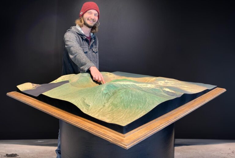 Custom 44-inch by 44-inch 3D topography model commissioned for use as a courtroom exhibit.