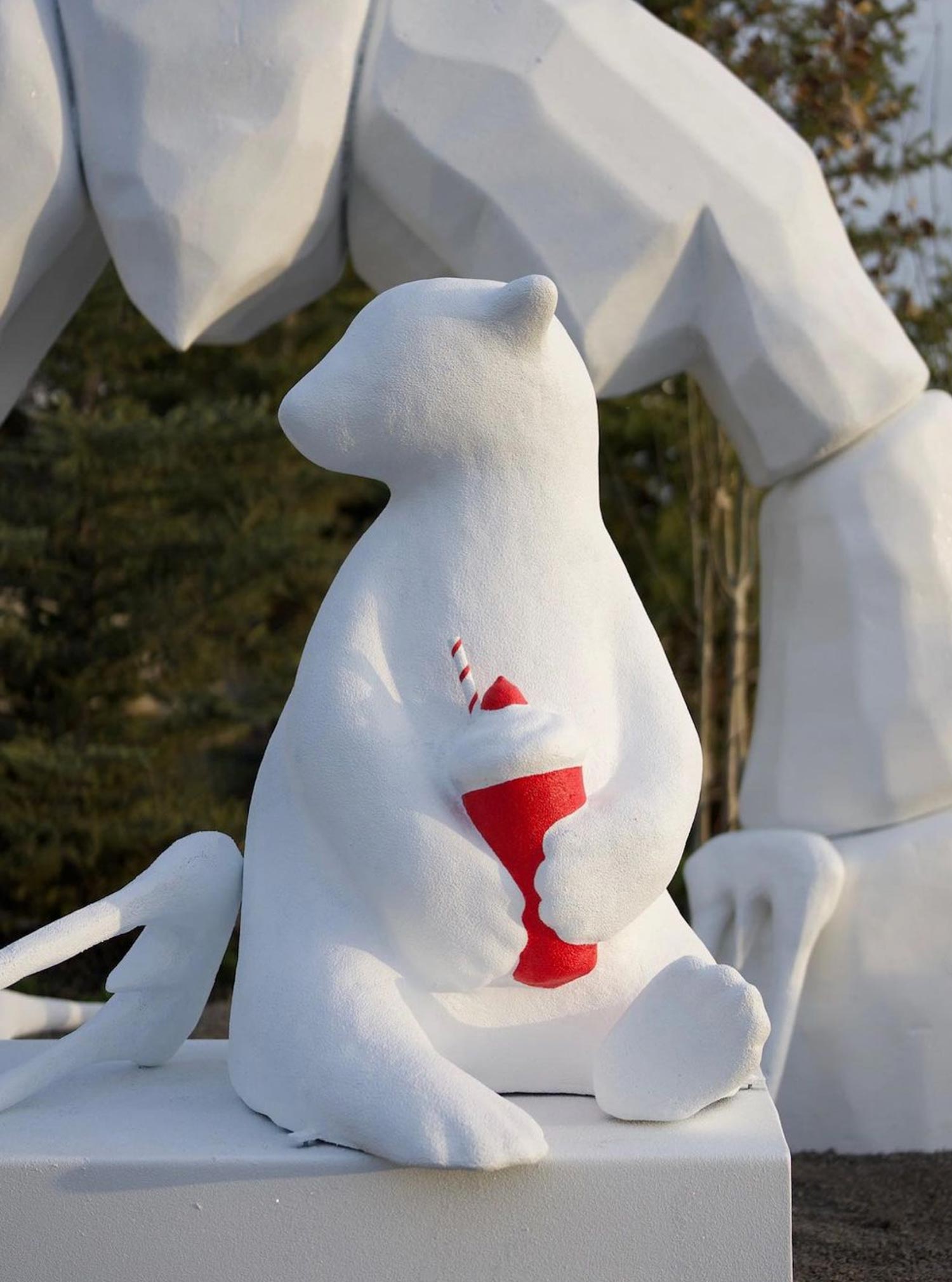 Polar Bear Eats statue