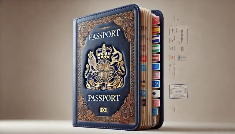 Concept for an oversized passport display with visible interior pages