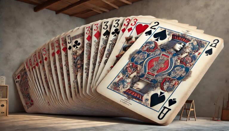 Oversized playing cards in a themed photo setting