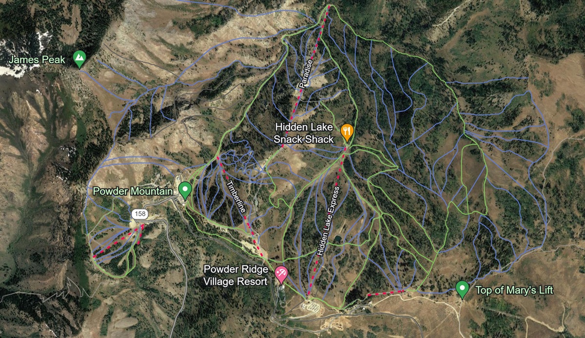 Powder Mountain Map - Google Earth Style