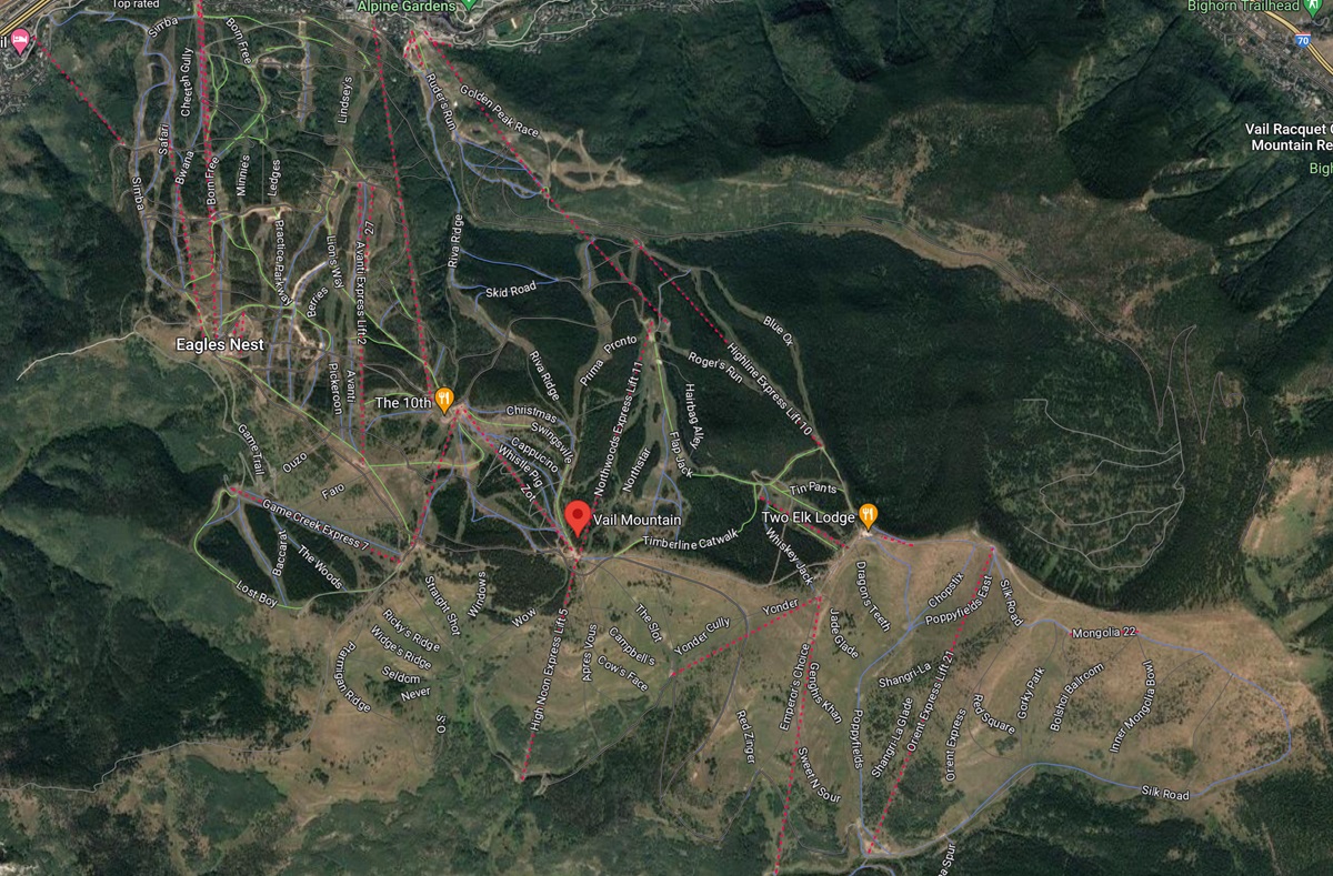 Vail Mountain - Google Maps Satellite Style