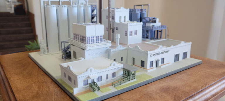 One of four identical 3D printed architectural models of a brewery commissioned as company gifts.