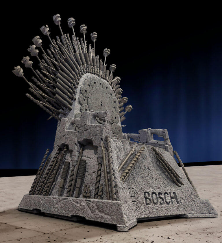 Bosch Power Tools custom throne side view for the World of Concrete 2024 expo