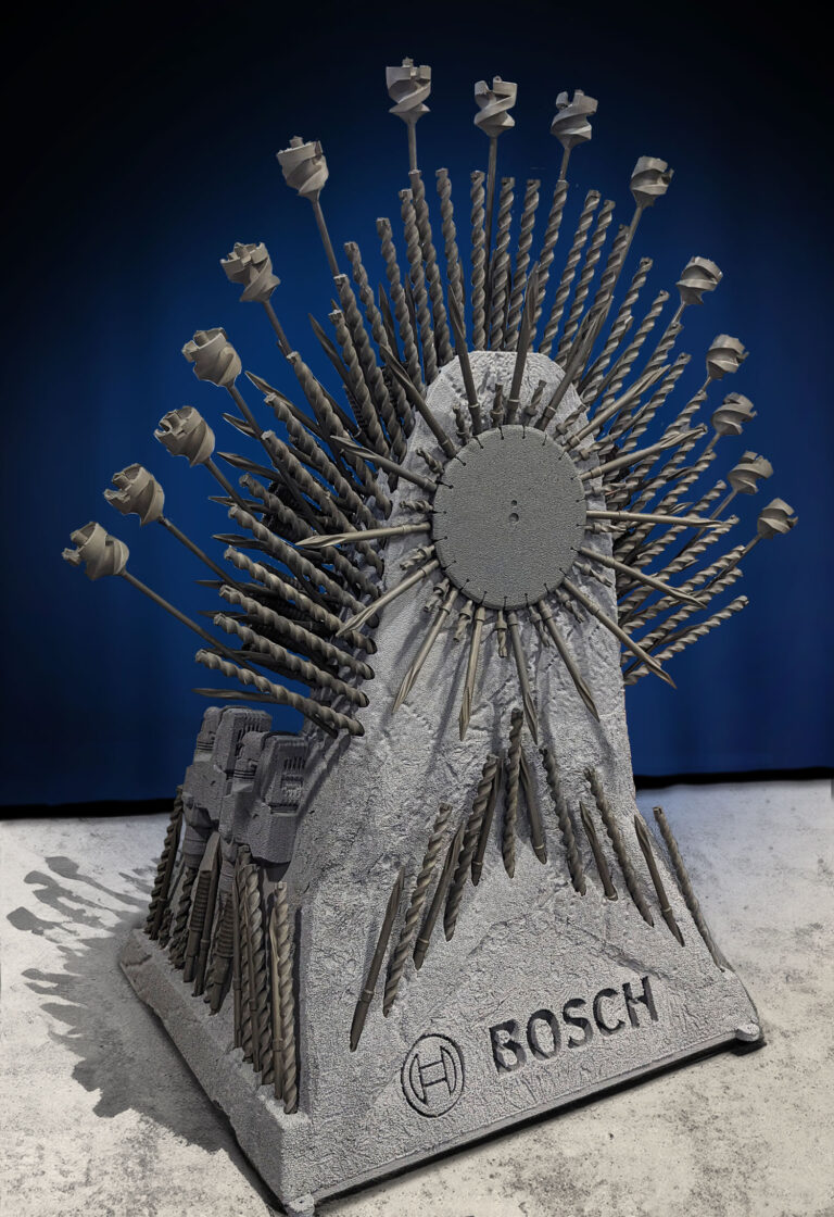 Bosch Power Tools custom throne back view for the World of Concrete 2024 expo