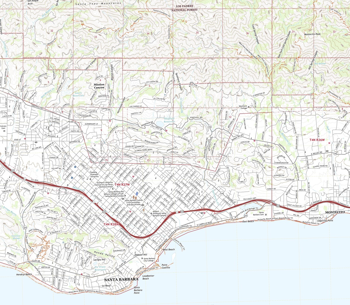3D Topographic Map of California-Santa Barbara
