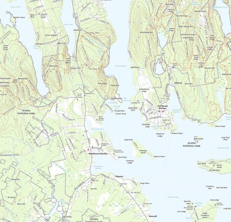 3D Topographic Map of Maine-Southwest Harbor