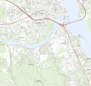 3D Topographic Map of North Carolina-New Bern