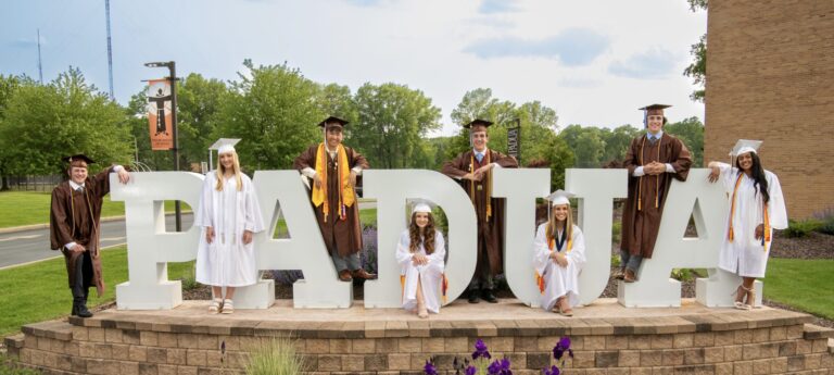 Padua Academy Large Metal Letters Hats