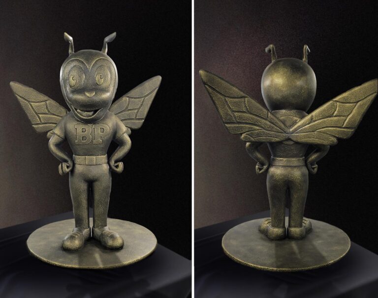 Faux bronze adorable statue commemorates the school's mascot, the Gnat.
