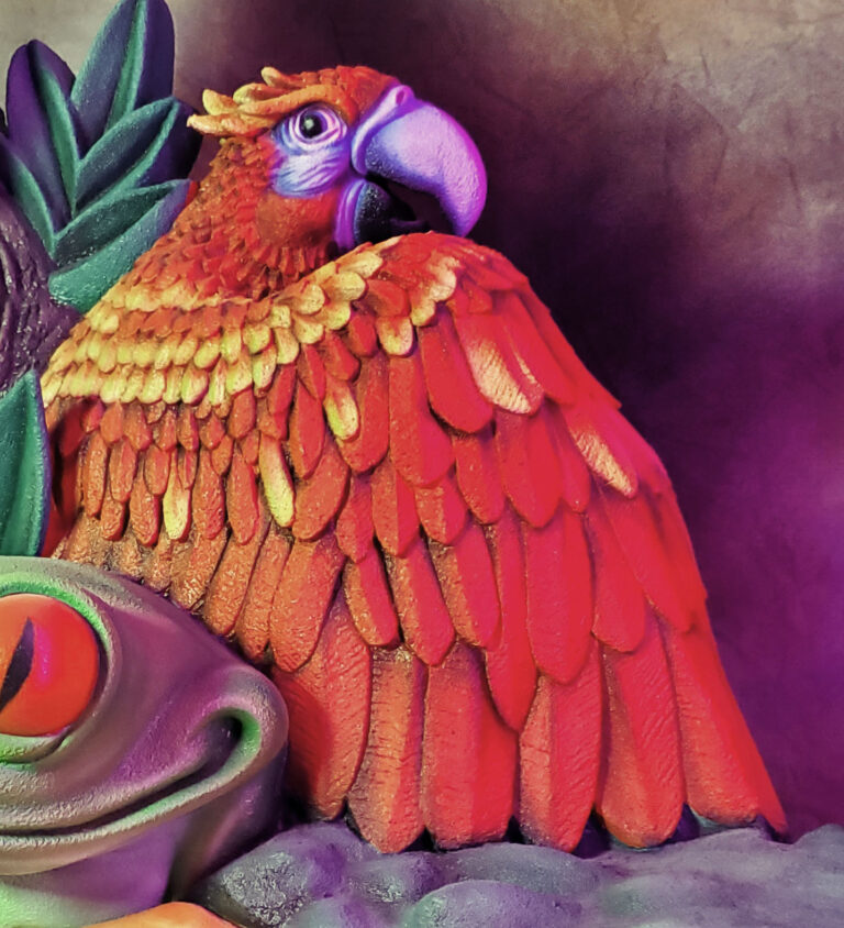 Disney Animal Kingdom Rainforest Cafe sign Macaw side view