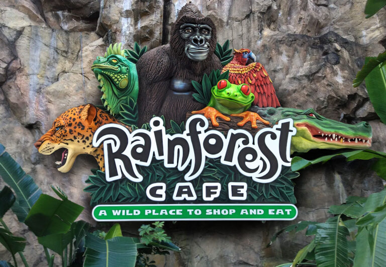 Disney Animal Kingdom Rainforest Cafe sign made by WhiteClouds with channel letters by Humble Sign Co.
