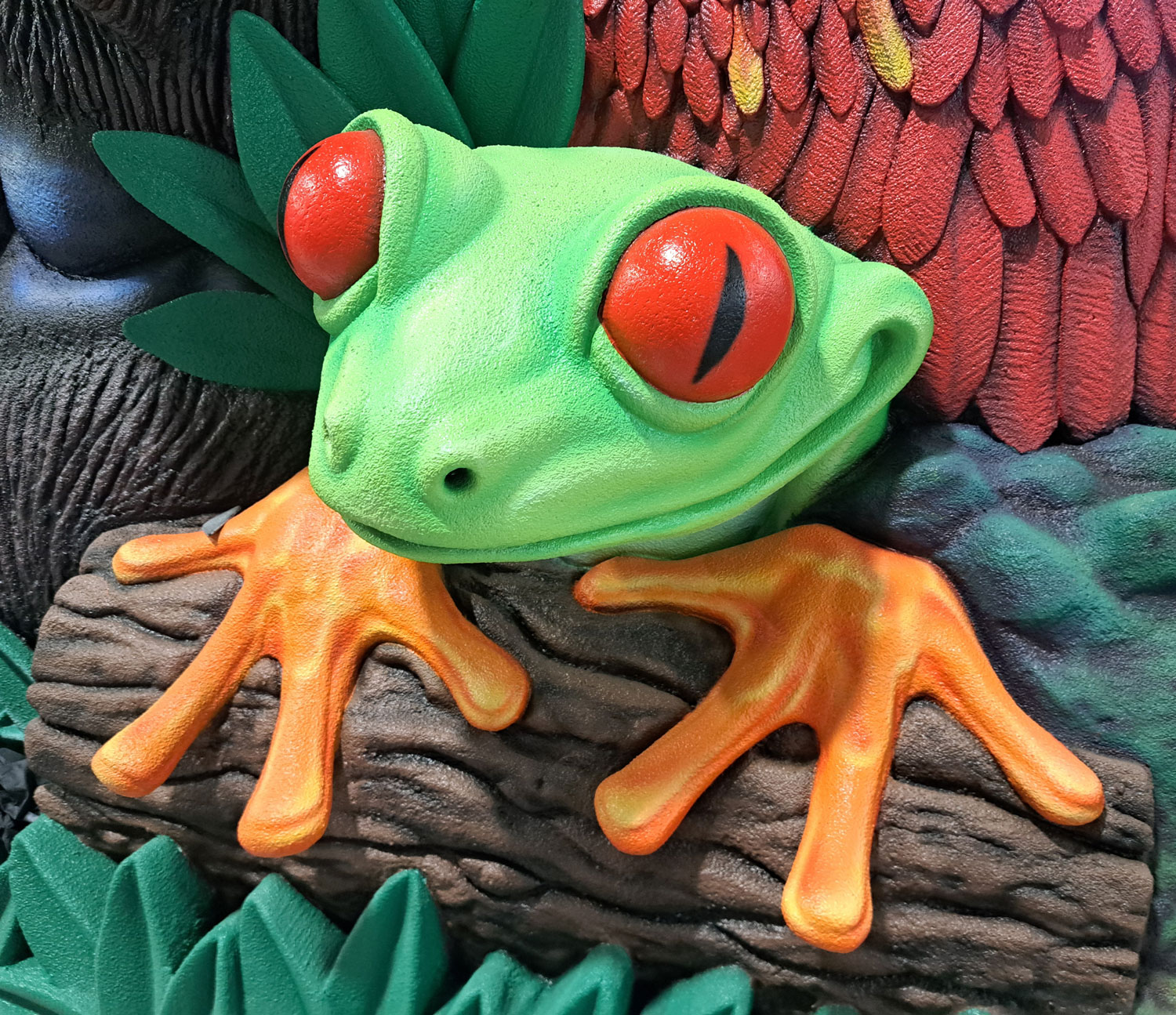 Disney Animal Kingdom Rainforest Cafe sign Red Eye Tree Frog closeup