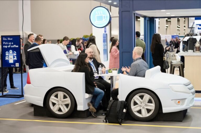 Walmart GoLocal Car Bench Prop displayed at Shoptalk 2024.