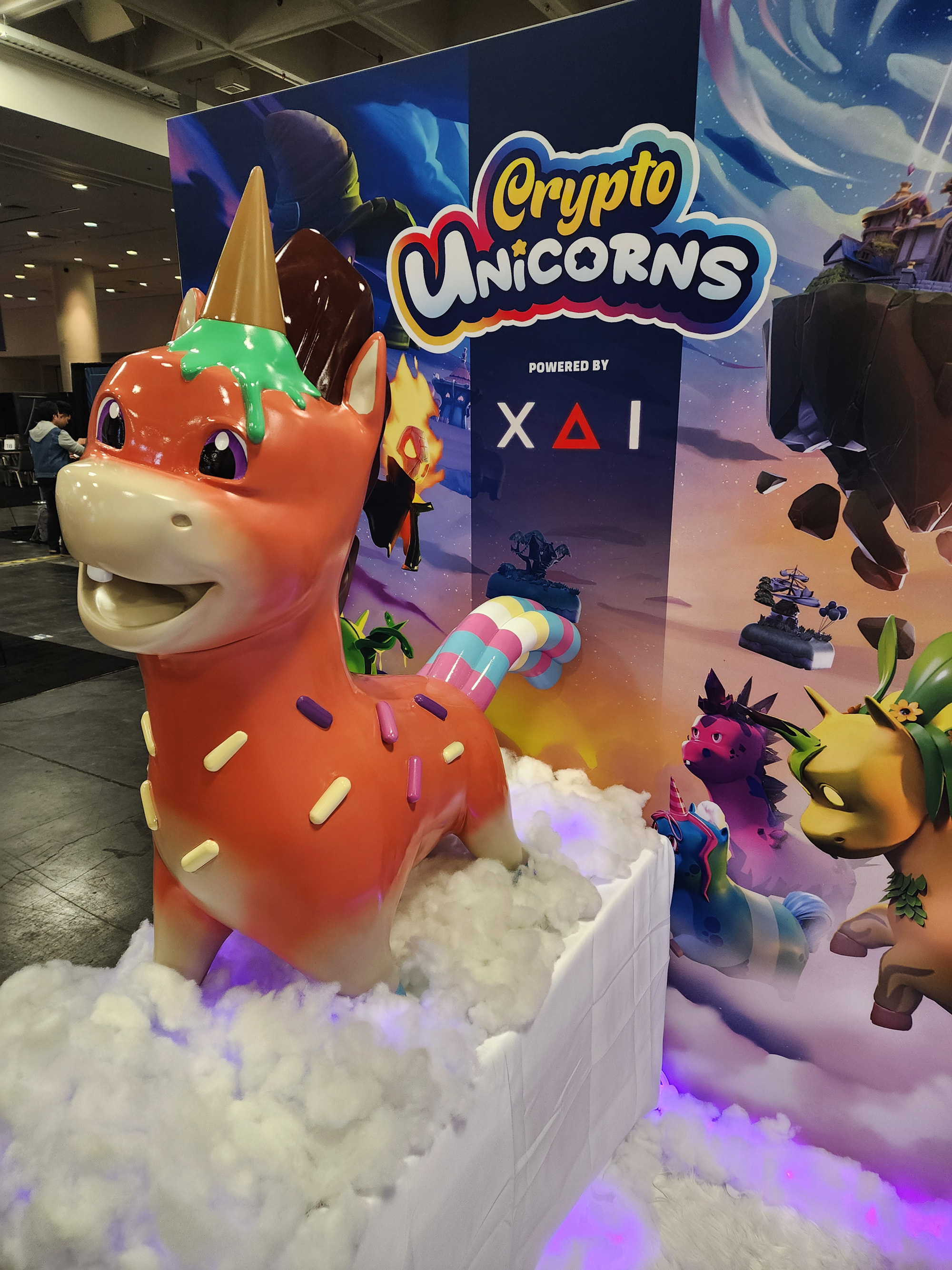 Crypto Unicorn character statue fabricated for the XAI Games.