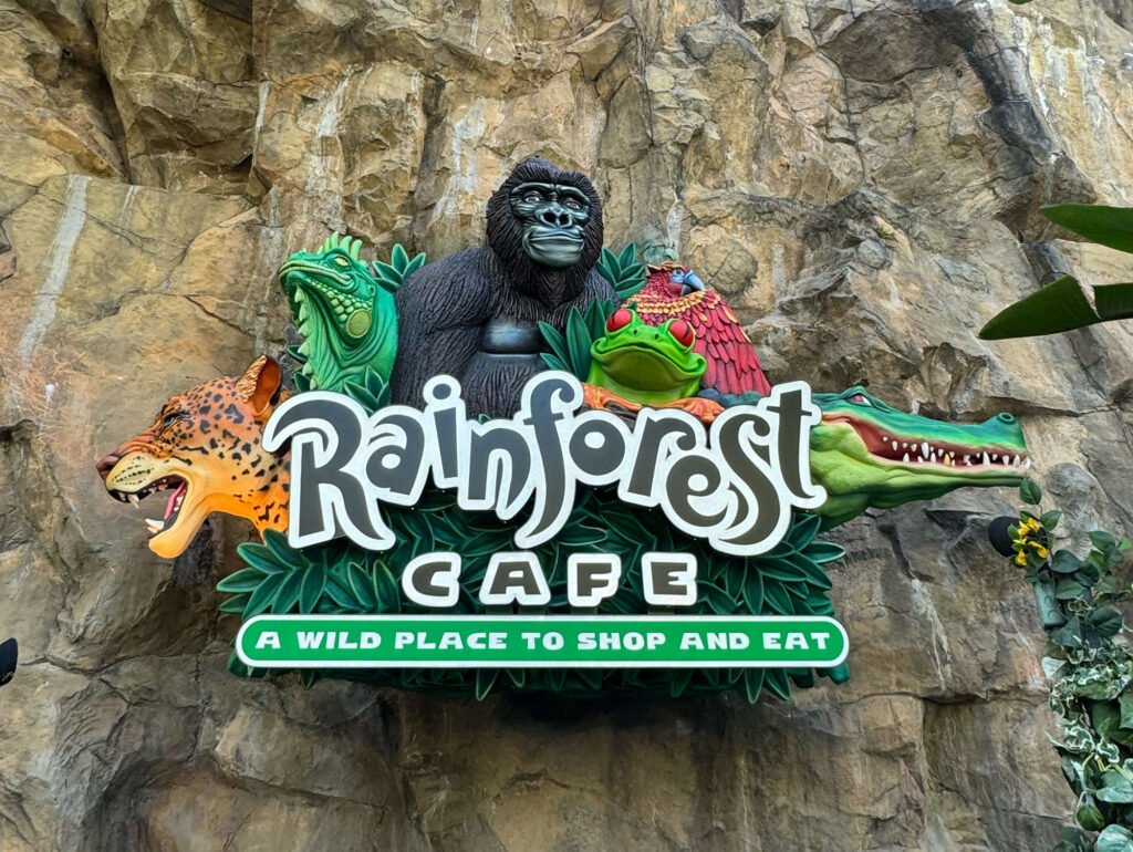 Disney Animal Kingdom Rainforest Cafe sign made by WhiteClouds with channel letters by Humble Sign Co.