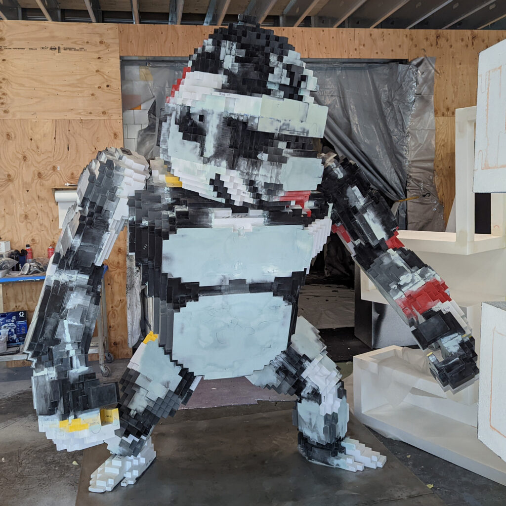3D printed CyberKongz giant statue being body worked