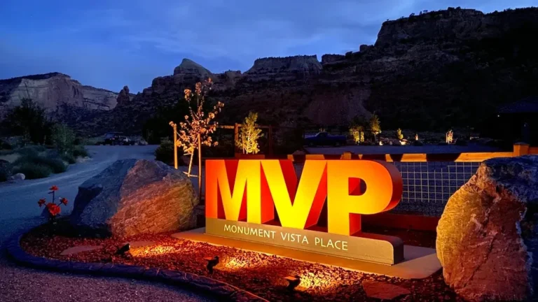 MVP monument vista place outdoor large metal letter display.
