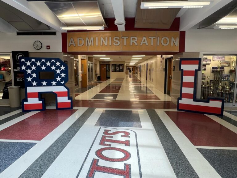 RL graphic laminated large foam letters for a school's interior lobby
