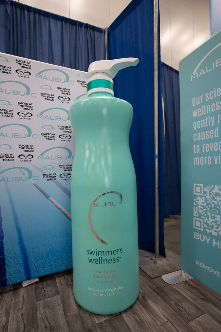 Giant Malibu C shampoo bottle product replica fabricated as a product shelf display for events.