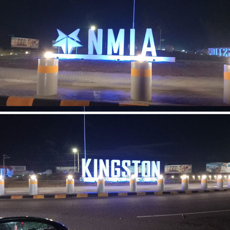 Metal Letters at Norman Manley International Airport (NMIA) in Kingston, Jamaica
