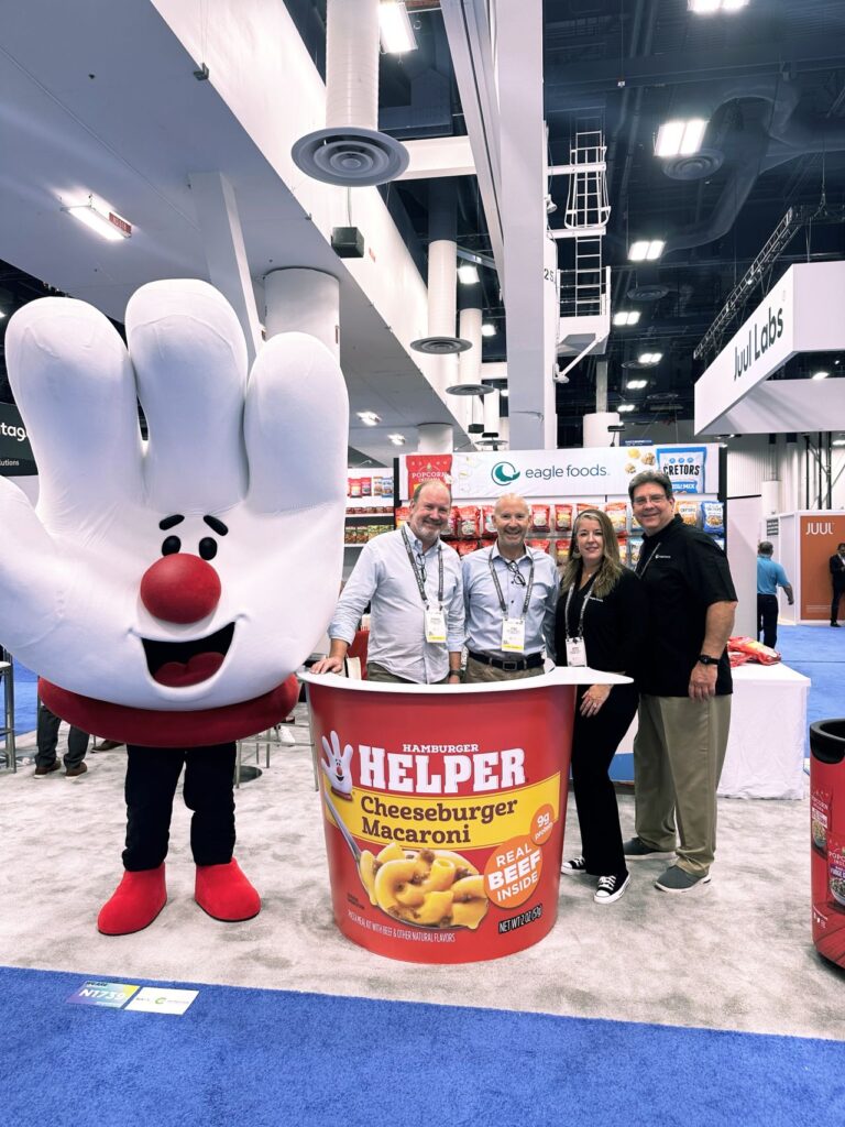 Serving up a helping of brand nostalgia: Custom Hamburger Helper packaging prop was a big photo hit at a recent trade show