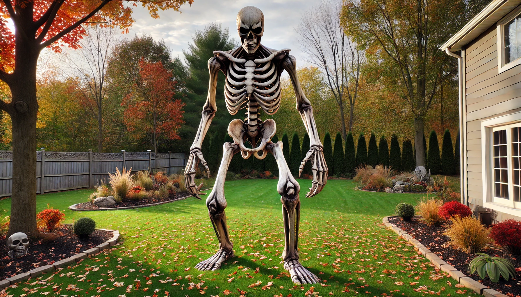 Standing giant skeleton display concept