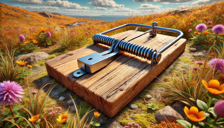 Oversized mouse trap display concept viewed at floor level