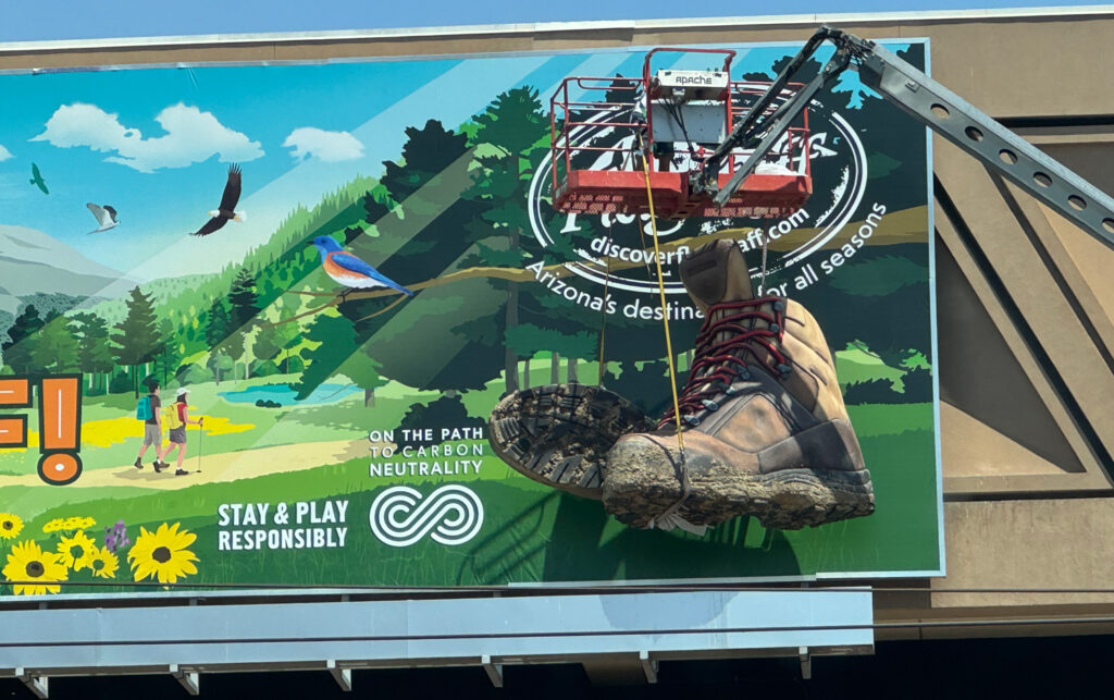 Installing 3D relief billboard sculpture