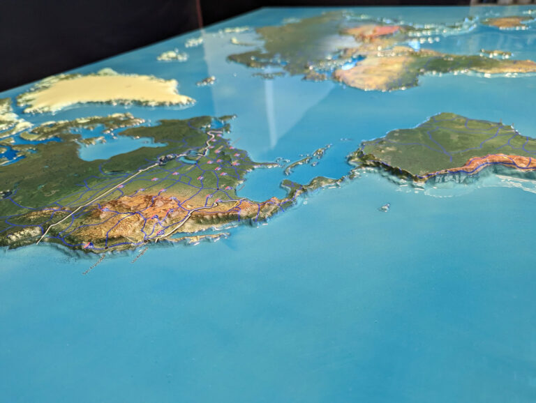 North America detail on a WhiteClouds 3D world map