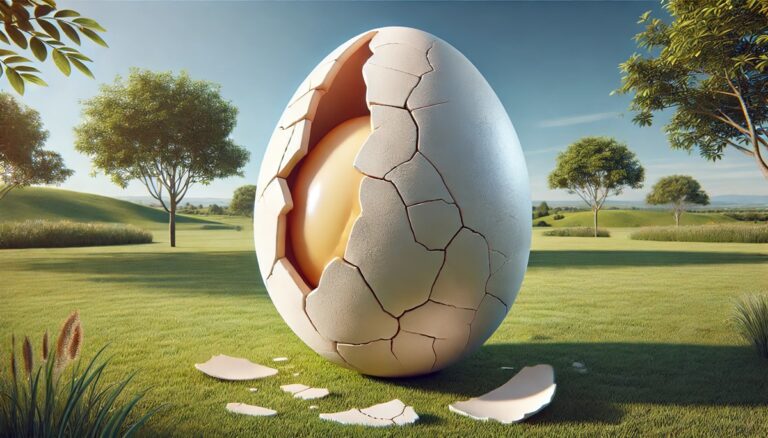 Oversized open egg shell display concept for audience photos
