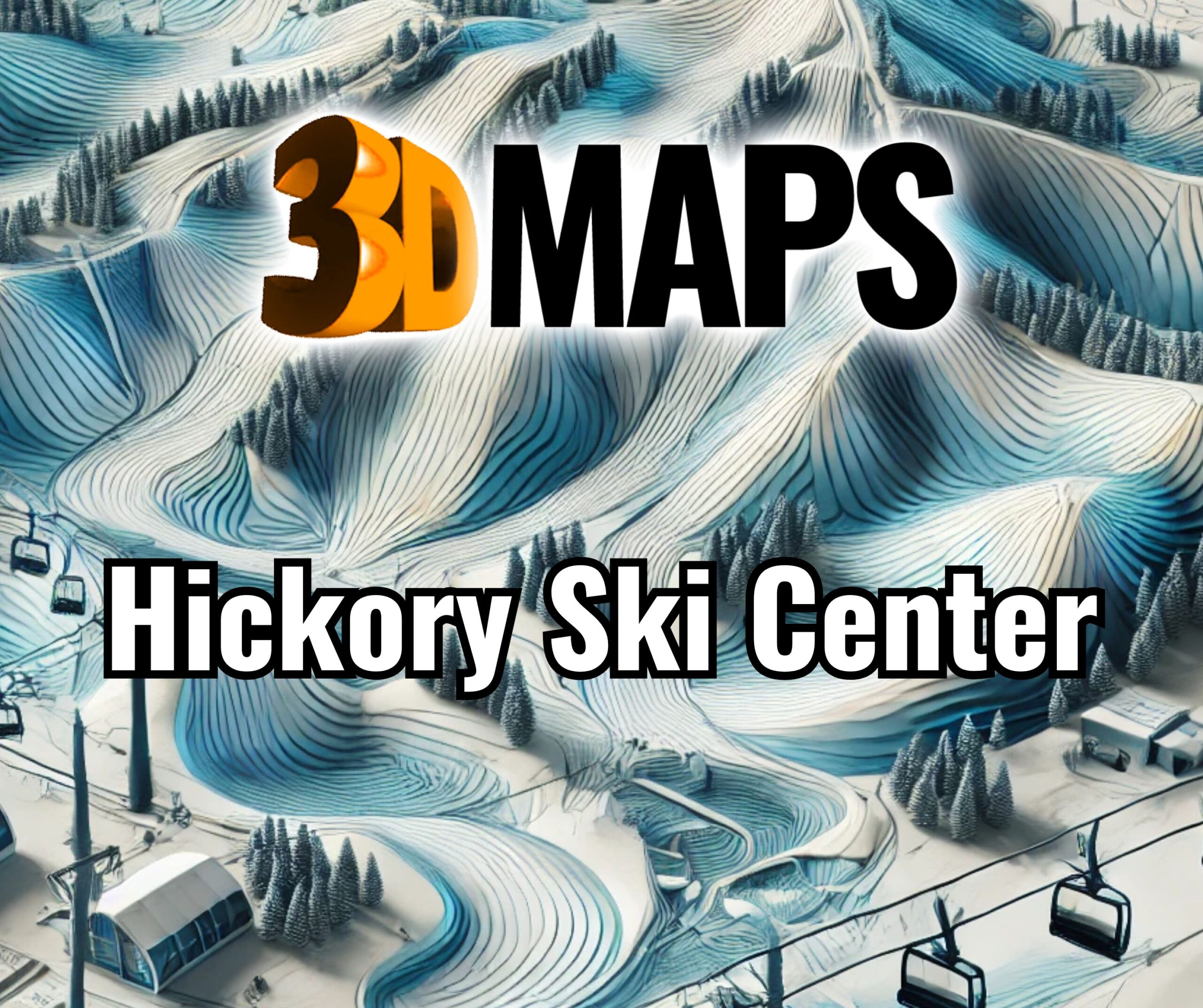 Illustrative Hickory Ski Center raised-relief map concept