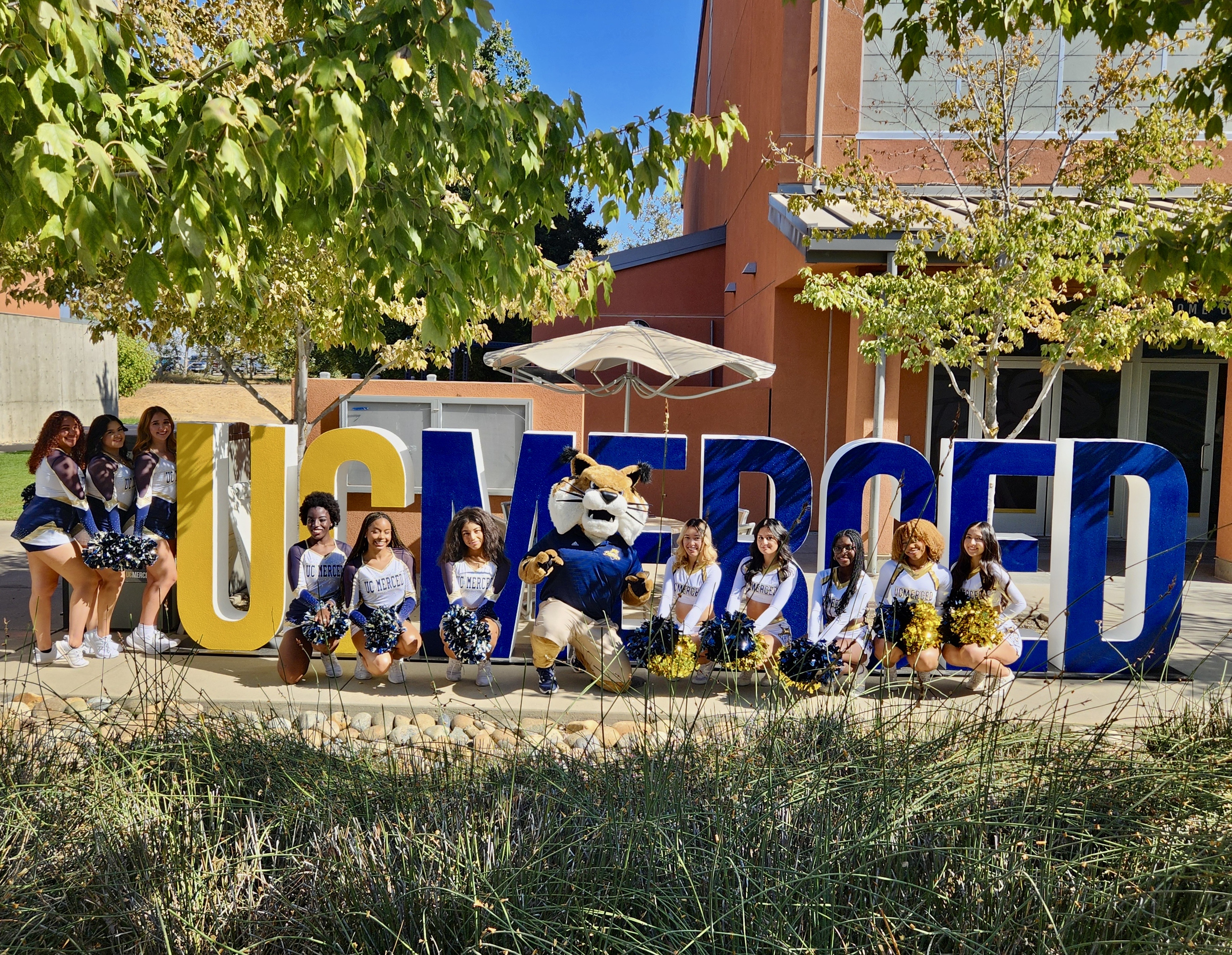 UC Merced School Campus giant foam letters display with Students