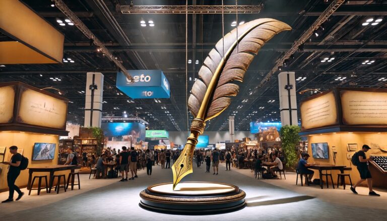 Oversized feather quill display concept
