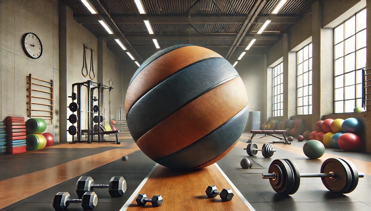 Concept for a giant medicine ball in a training space