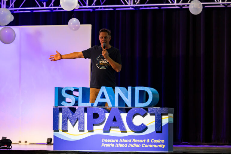 Island Impact logo sign event prop