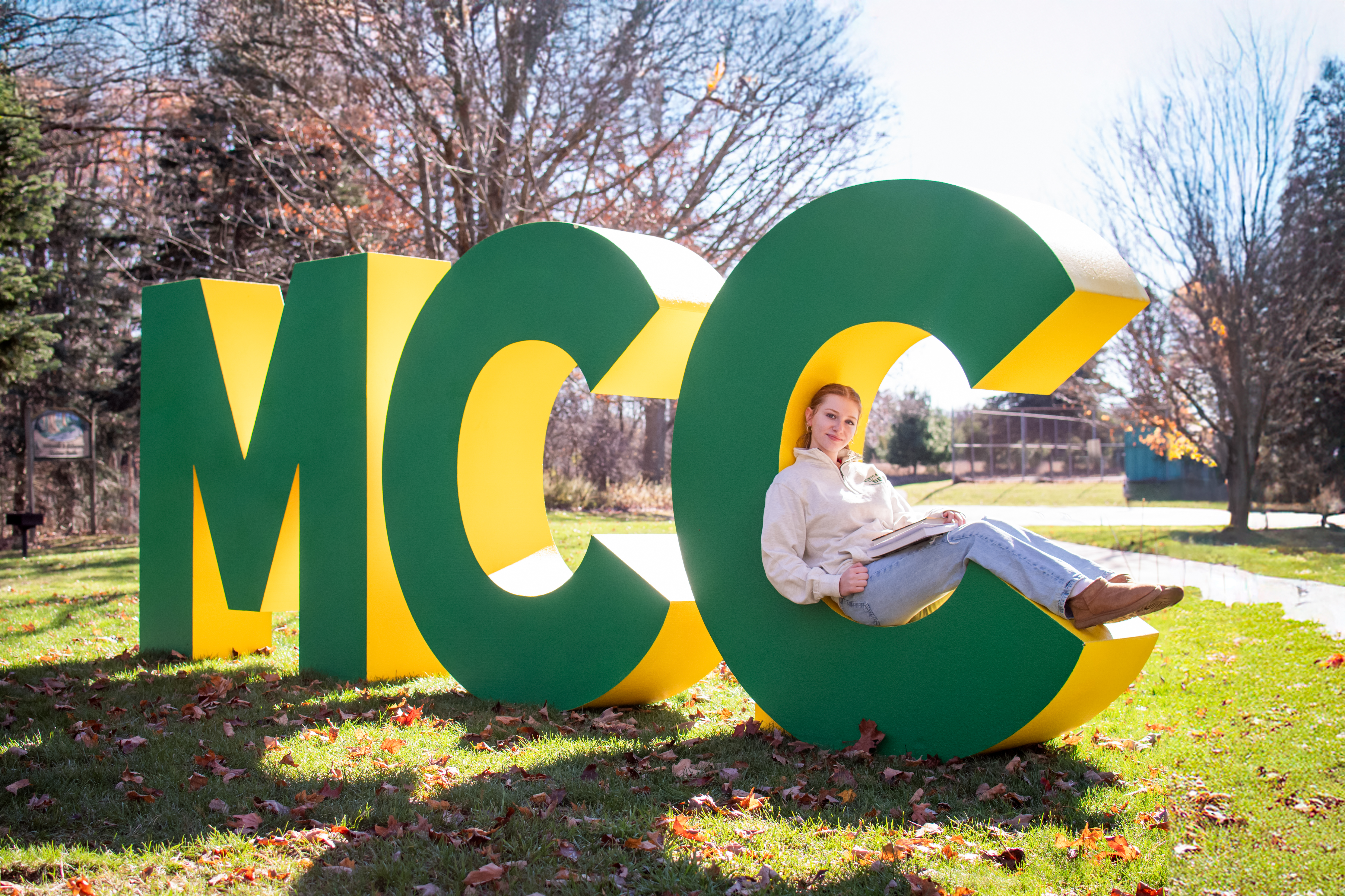Simple giant foam letters for a Montcalm school campus display.