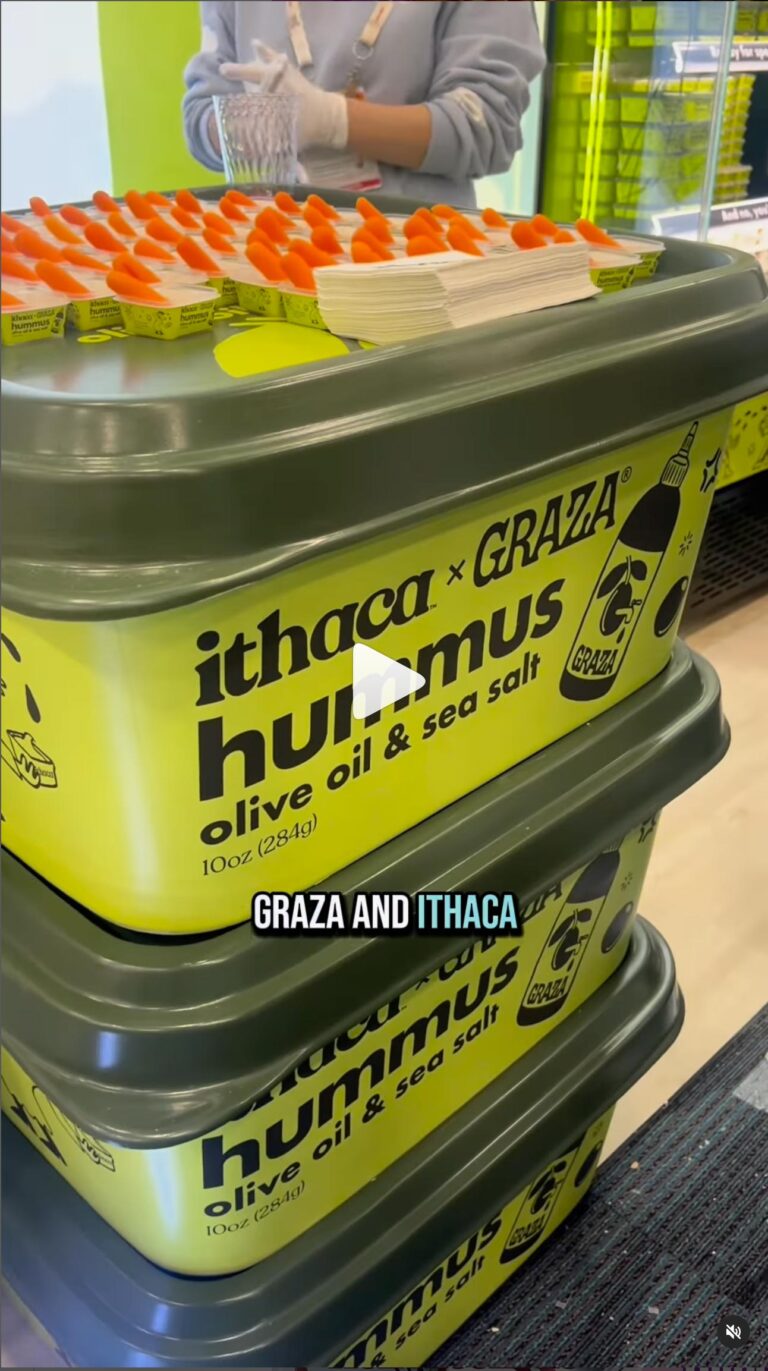 Ithaca Hummus food packaging replica props fabricated for branded display use.