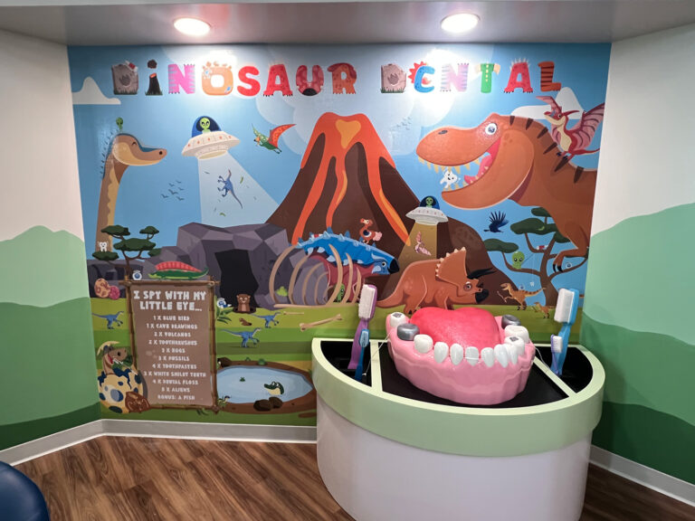 Lalor Family Dinosaur Dental office giant mouth and toothbrush prop