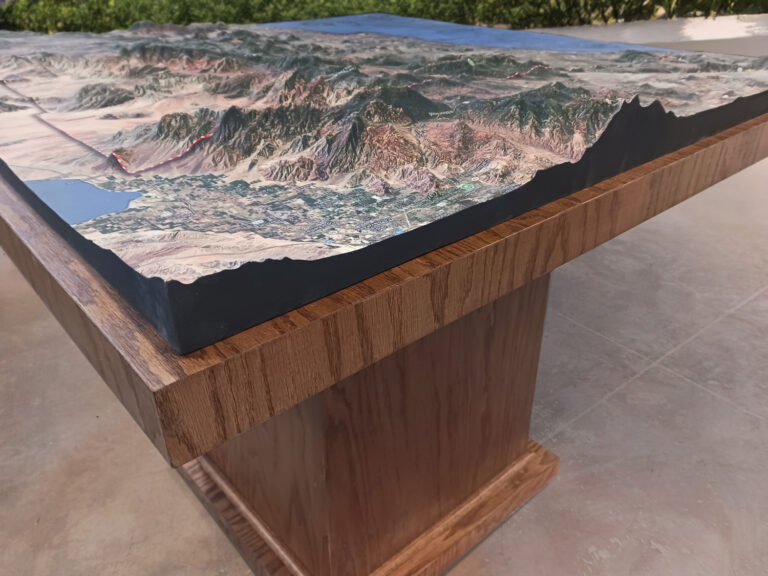 Outdoor 3D Topographical Map with pedestal wood base